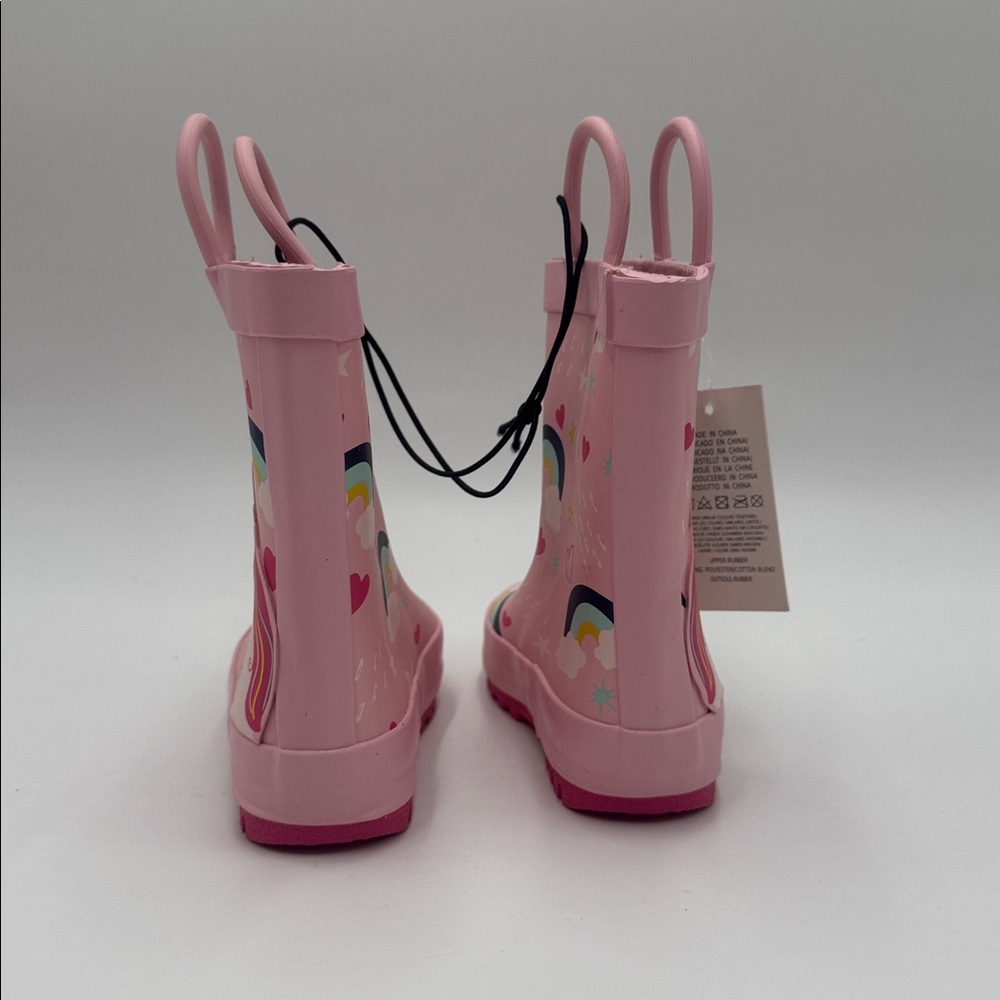 KomfysMe Kids Rain Boots Unicorn Rainbow Pink Toddler Size 5 - Picture 4 of 8